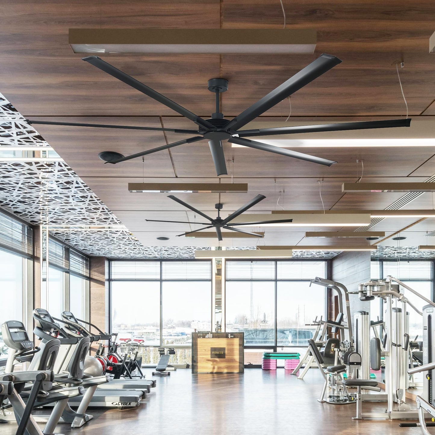 84 Inch Ceiling Fans Without Lights, Black Large Ceiling Fan No Light For Bedroom Living Room Shop Garage Patios Indoor Outdoor,