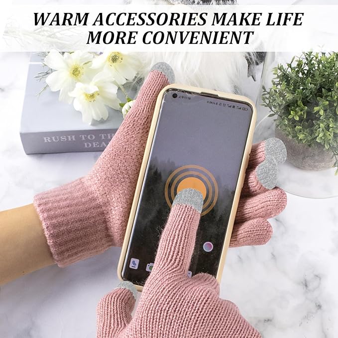 Winter Hats for Women Beanie Hat Warm Thick Knit Skull Cap Hat and Scarf Gloves Sets