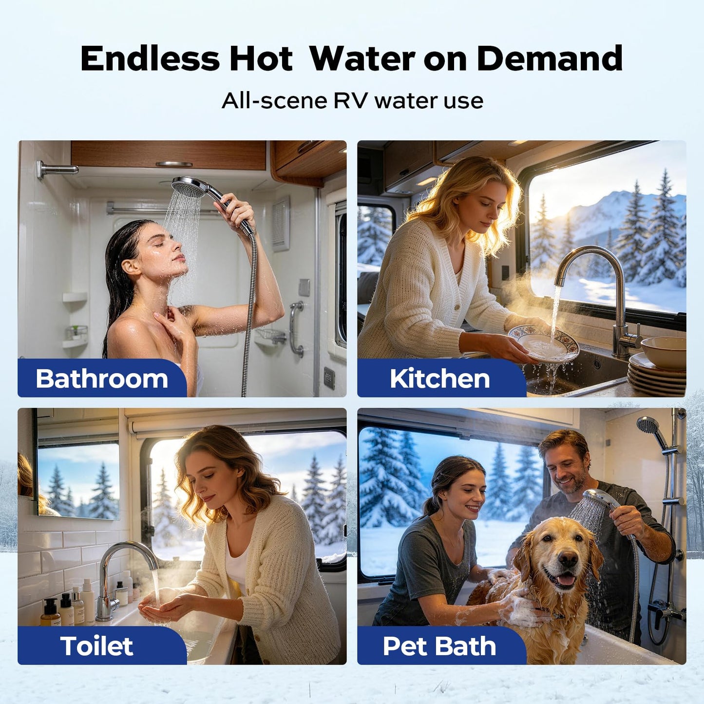 ORBEK 60,000 BTU RV Tankless Water Heater, Propane Gas On-Demand Instant Hot Water Heater for RV, Camper and Travel Trailer, Remote Control, DC 12V, Compatible with All RVs
