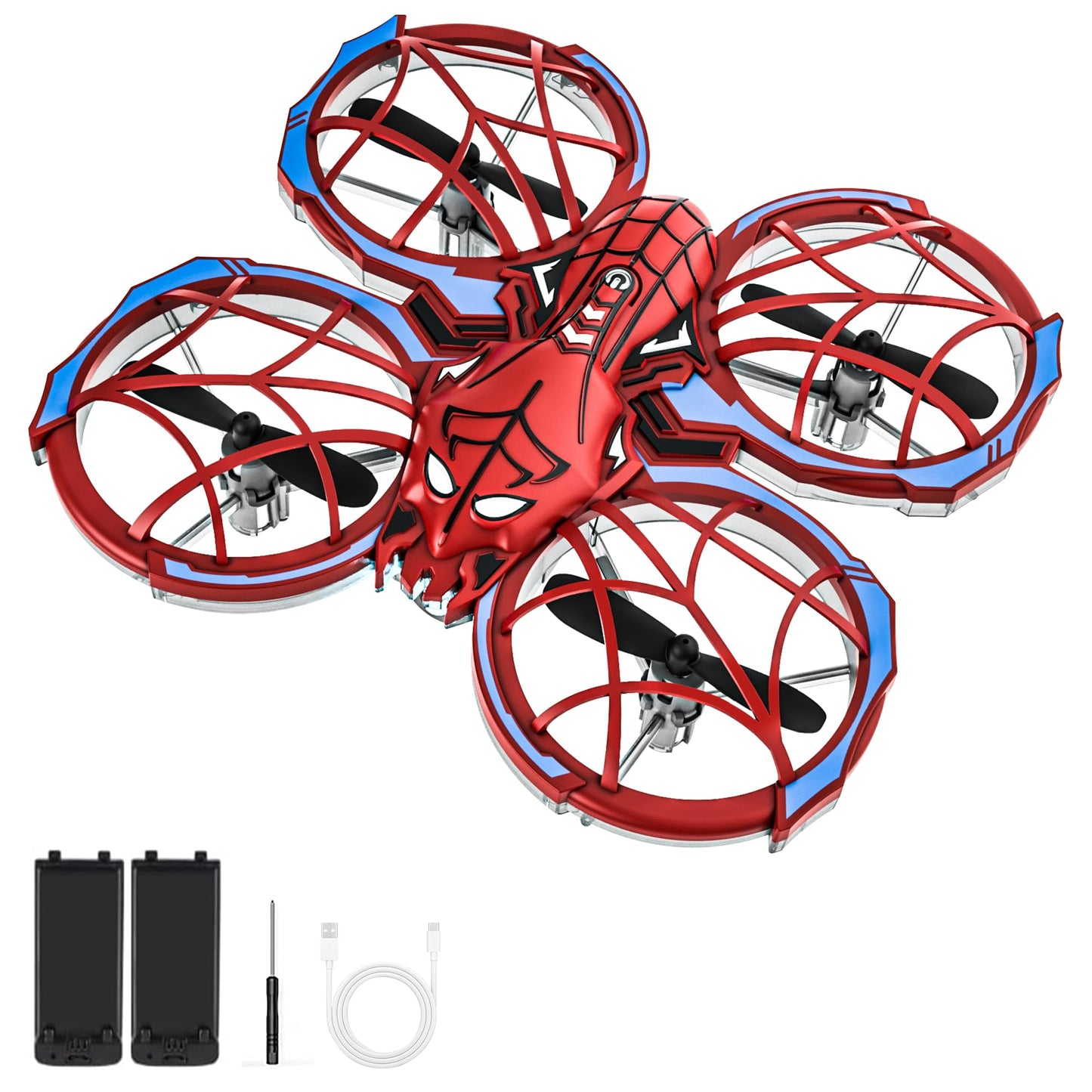 Spider Mini Drone for Kids, Indoor Drones with 2 Batteries, RC Helicopter with Altitude Hold, 3D Flips, Headless Mode, 3 Speed, RC Quadcopter Birthday Gifts Outdoor Toys for Beginners 8-12 Boys Girls