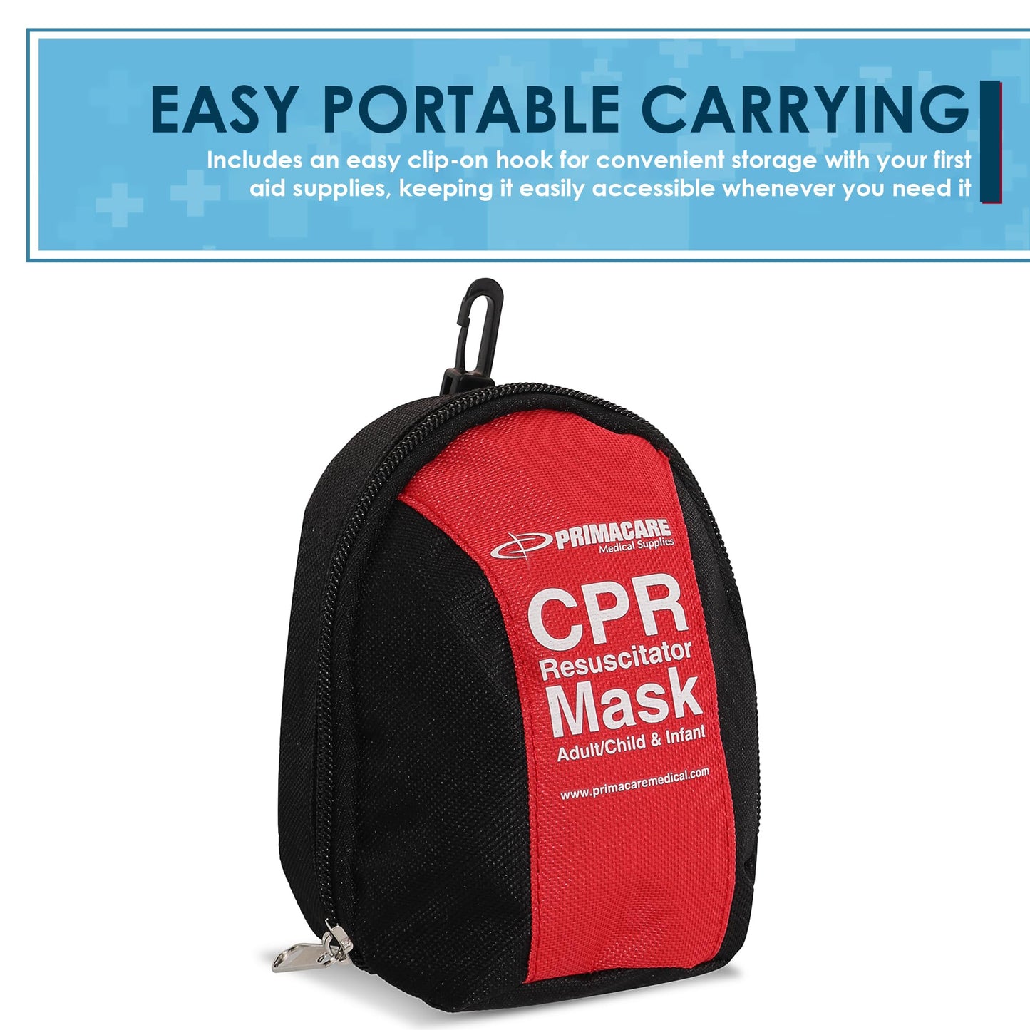 Primacare RS-6848 First Aid CPR Mask Combo Kit for Adult and Infant – Emergency Resuscitator Set with 2 Valves, Vinyl Gloves, Alcohol Prep Pads & Carrying Case Included