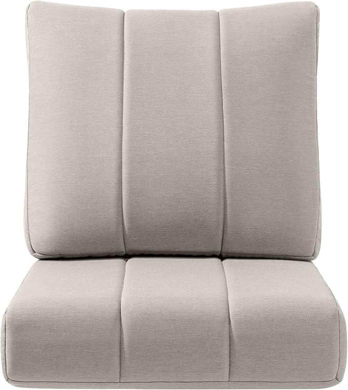 ACTREST Luxury 24x24x6 Inch Kitty Outdoor Cushions - Water Resistant 1 Set Zippered Patio Chair Back&Seat Cushion for Wicker Dining Rocking Swivel Chairs Loveseat Couch Sectional Sofa - Beige