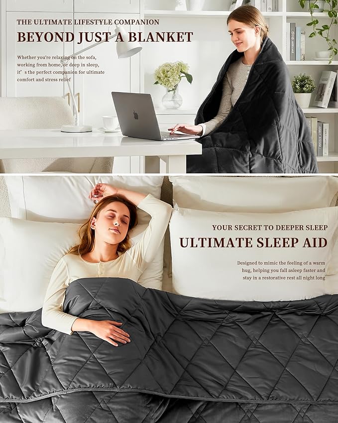 L'AGRATY King Size Weighted Blanket for Adults 20lbs, 88"x104" — Cooling Breathable Heavy Blanket with Glass Beads for Sleeping Perfect for Hot Sleepers & Couples Machine Washable All-Season Grey