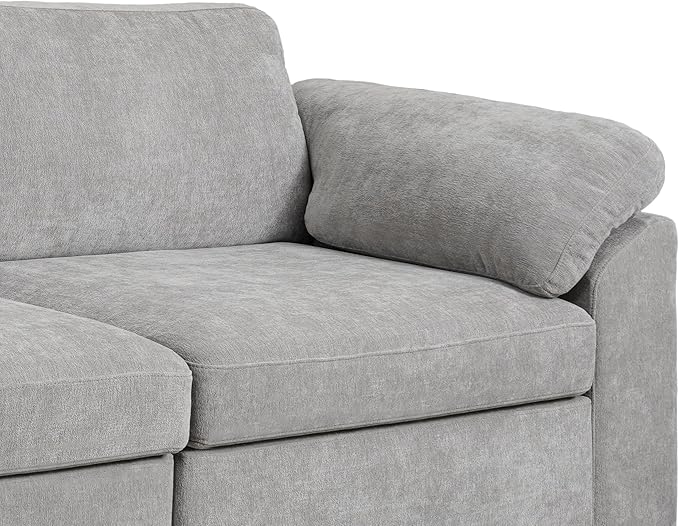 EASE MOOSE Oversized U Shape Sectional Modular Sofa,Wide Deep seat Sectional Sofa,FSC Certified Comfortable Chenille Grey Cloud Modular Sofa