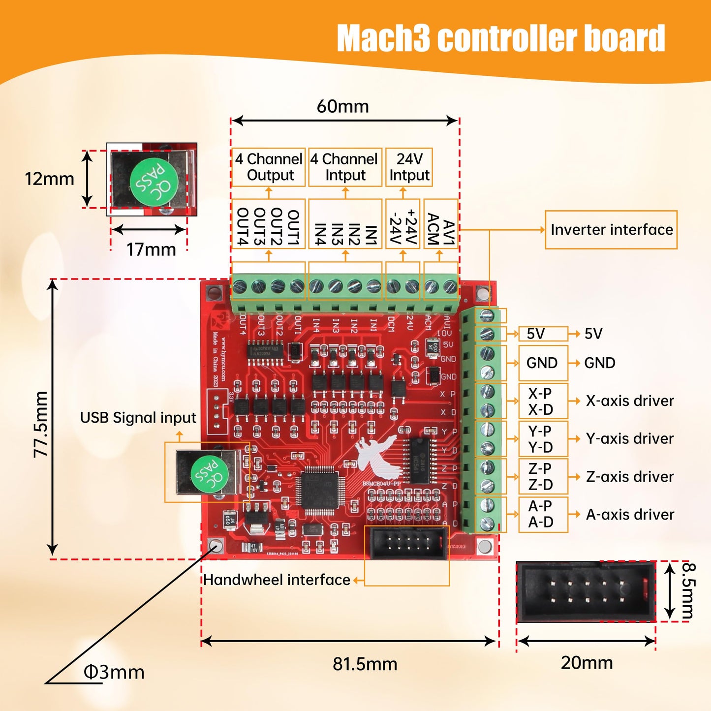 CNCTOPBAOS 4 Axis Nema23 Stepper Motor USB Mach3 CNC Kit,270oz-in 76mm 3A,USB Controller Board Motion Control Card,TB6600 Driver 4.5A 24V for CNC Router Milling Engraving Machine