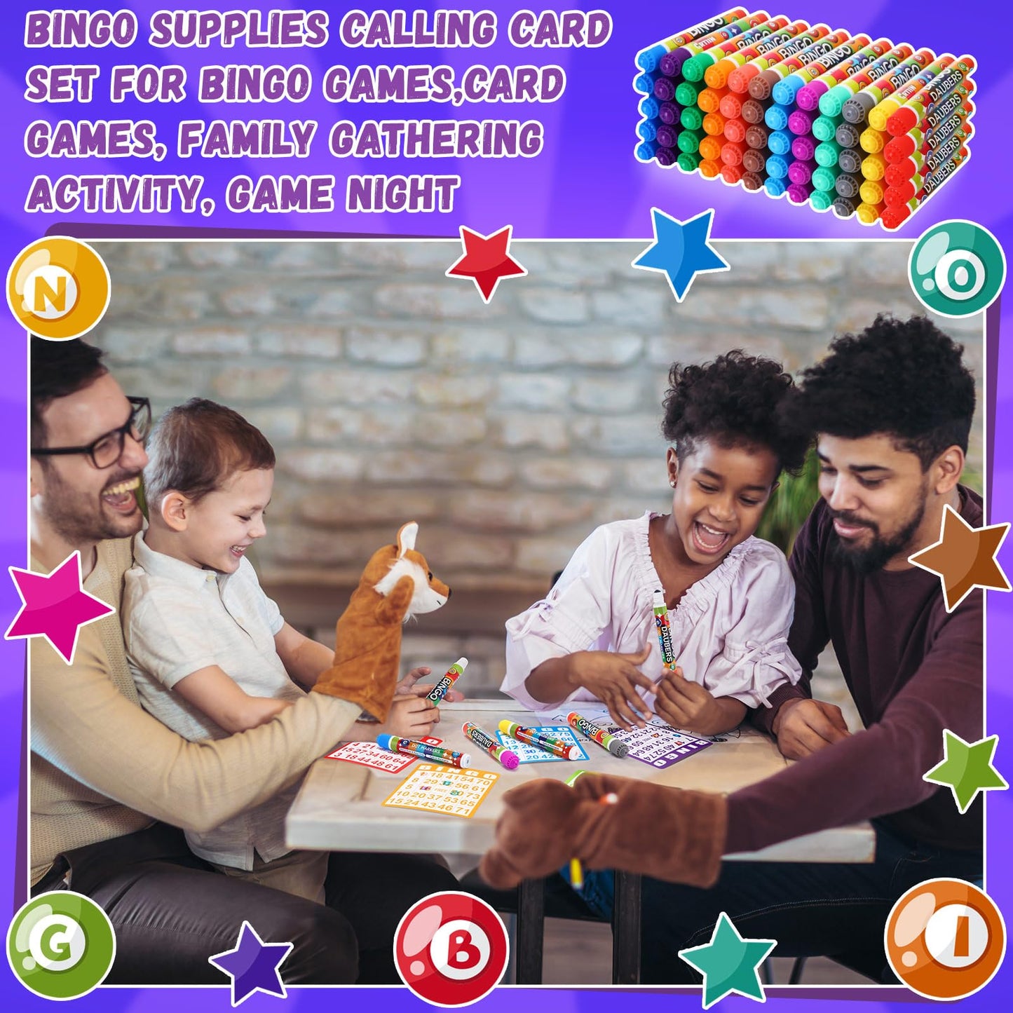 Crtiin 148 Pack Bingo Game Cards and Dot Daubers Set Includes 100 Bingo Cards and 48 Dot Markers Supplies Calling Card Set for Large Groups, Parties, Family Gathering Activity, Game Night