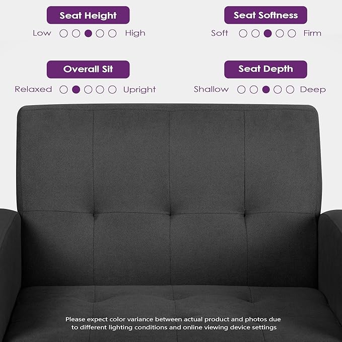 TYBOATLE Accent Chairs Set of 2 Living Room Chairs Cozy Tufted Mid Century Modern Accent Chairs with Arms for Bedroom Comfy Reading Arm Chair Small Chairs for Small Spaces Office (2, Dark Grey)