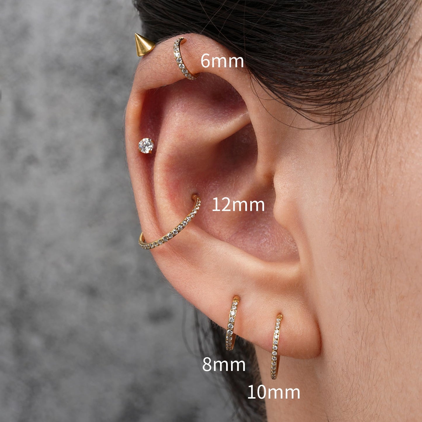 FINE4U 16G 10mm Conch Piercing Jewelry Hoop - ASTM F136 Titanium Hinged Conch Piercings Hoop Earrings, Clicker Cartilage Ring