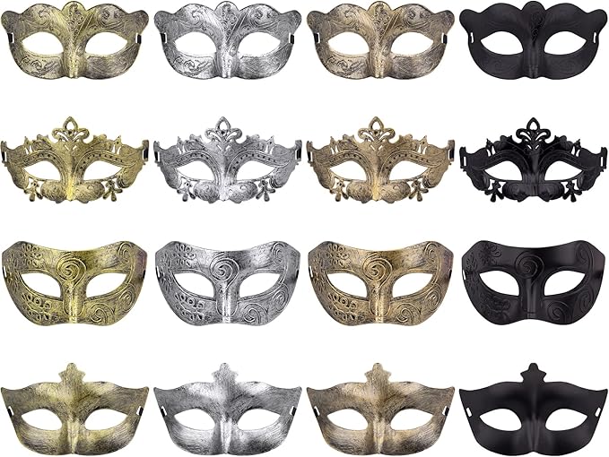 FEQO 16 Pieces Masquerade Masks Vintage Antique Masks Venetian Masks