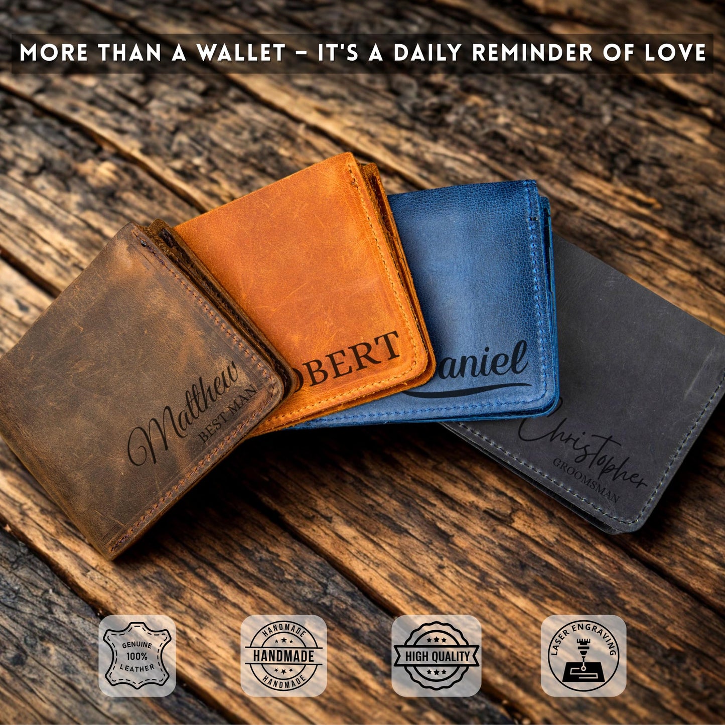Personalized Wallet for Men - Custom Wallets, Customized Monogram, Gift for Husband, Dad, Son, Boyfriend, Anniversaries, Grandpa, Graduate, Birthday, Wedding & Groomsmen, Gifts for Men