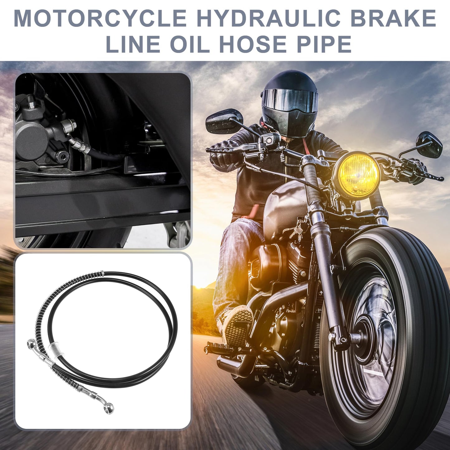 Motoforti 55.12 Length 10Mm Id Motorcycle Hydraulic Brake Line Oil Hose Pipe Stainless Steel Braided Cable For Atv Motocross Spo