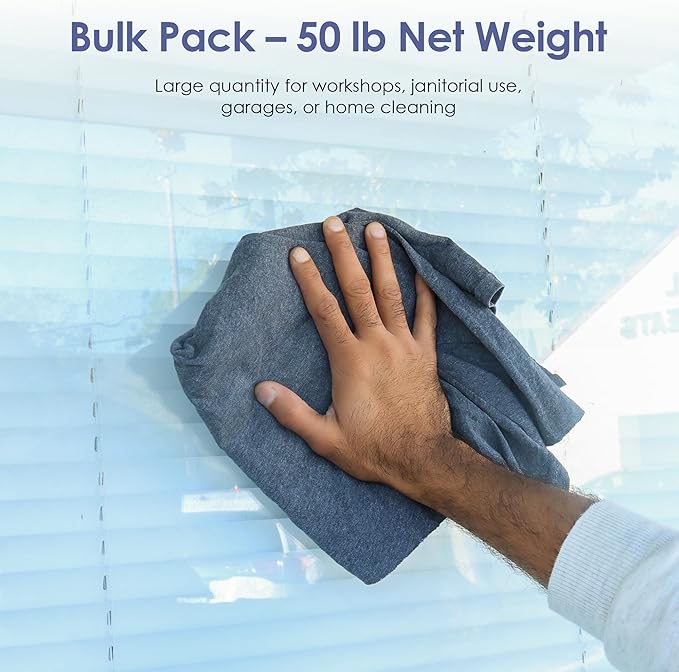 Huck & Terry Tshirt Bag of Rags Multicolored (50LB), Cotton Blend, Paint Cloth and Multipurpose, Kitchen, Auto, Staining Rags, Lint Free Absorbent Washable 18 x 18 in (50 LBS Bag)