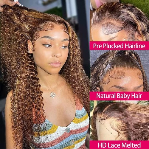 Hydtxc Chocolate Dark Brown P4/30 Deep Wave Lace Front Wigs Human Hair 200% Density Lace Frontal Closure 5X5 Lace Front Human Hair Wigs Pre Plucked For Black Women