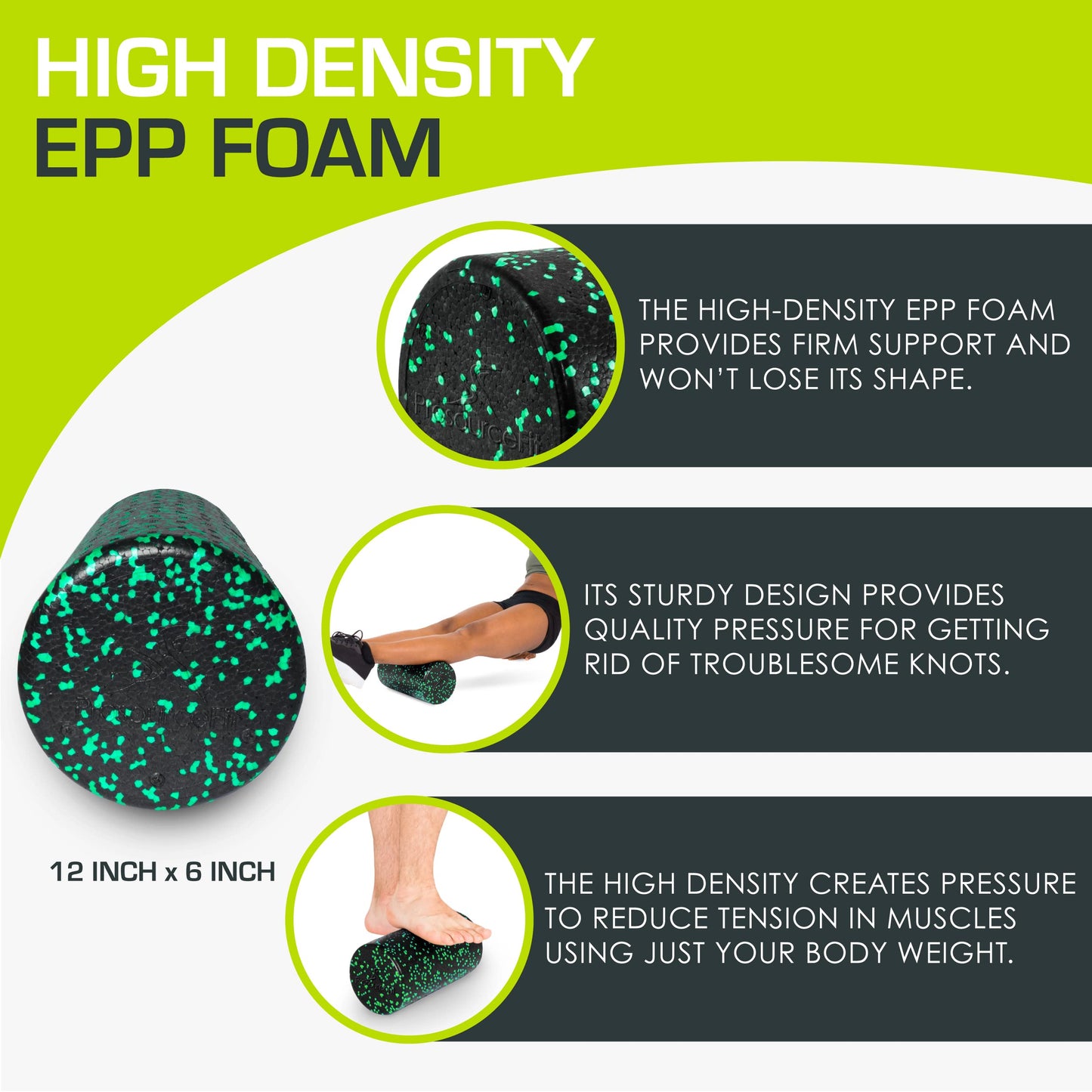 ProsourceFit High Density Foam Rollers long, Firm Full Body Athletic Massage Tool for Back Stretching, Yoga, Pilates, Post Workout Muscle Recuperation
