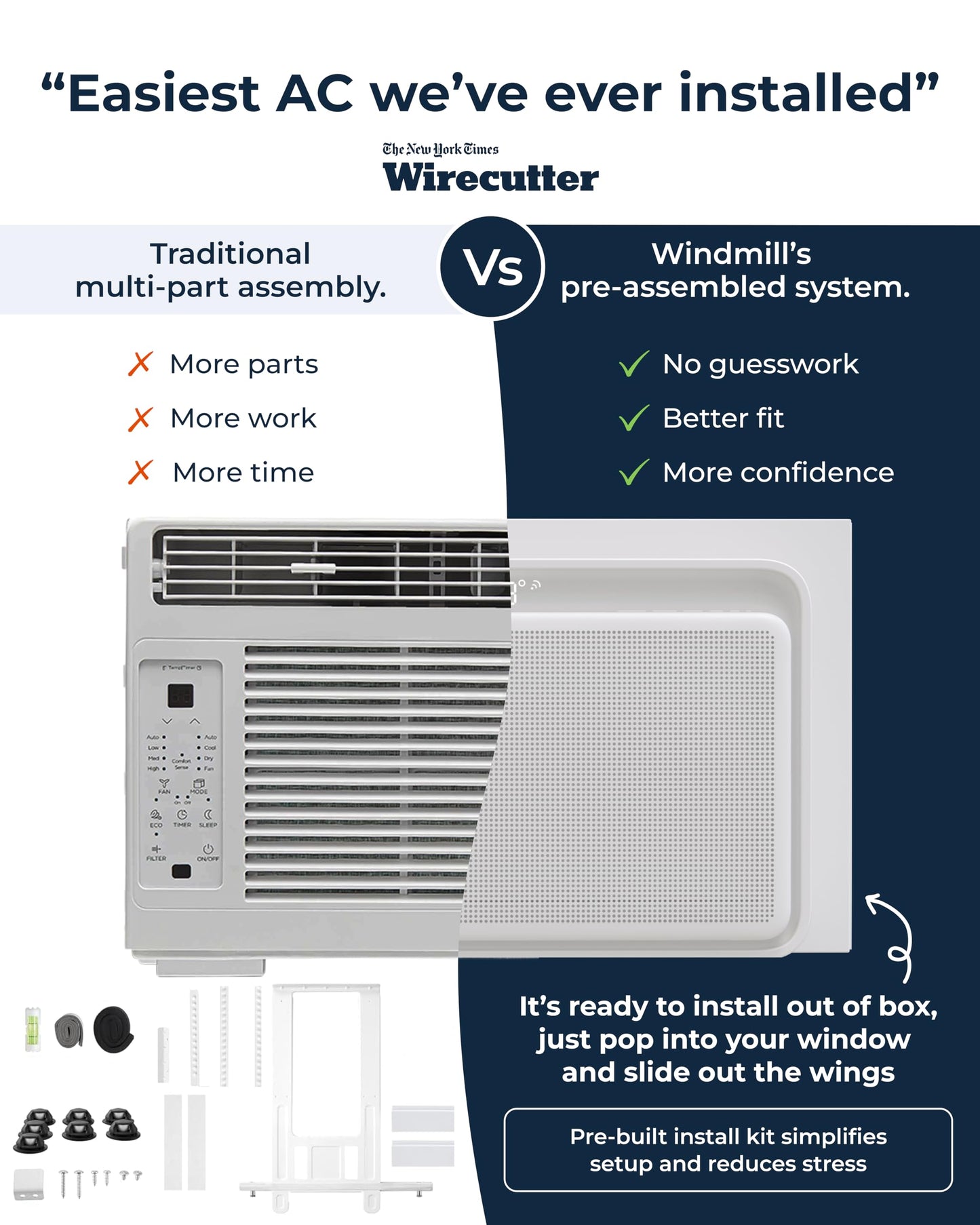 Windmill Window Air Conditioner - Quiet & Smart, Easy Install, Voice-Enabled, Remote & App Control AC Unit - 8,000 BTU Inverter w/WhisperTech