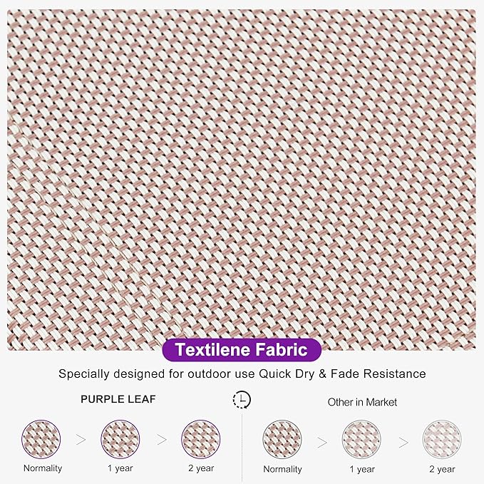 PURPLE LEAF Patio Chaise Lounge Set for 2 Outdoor Chaise Lounge Chair with Aluminum Frame and Easy-to-Move Wheels Pool Lounge Chairs for Deck Yard Poolside Table Included, Sand Beige