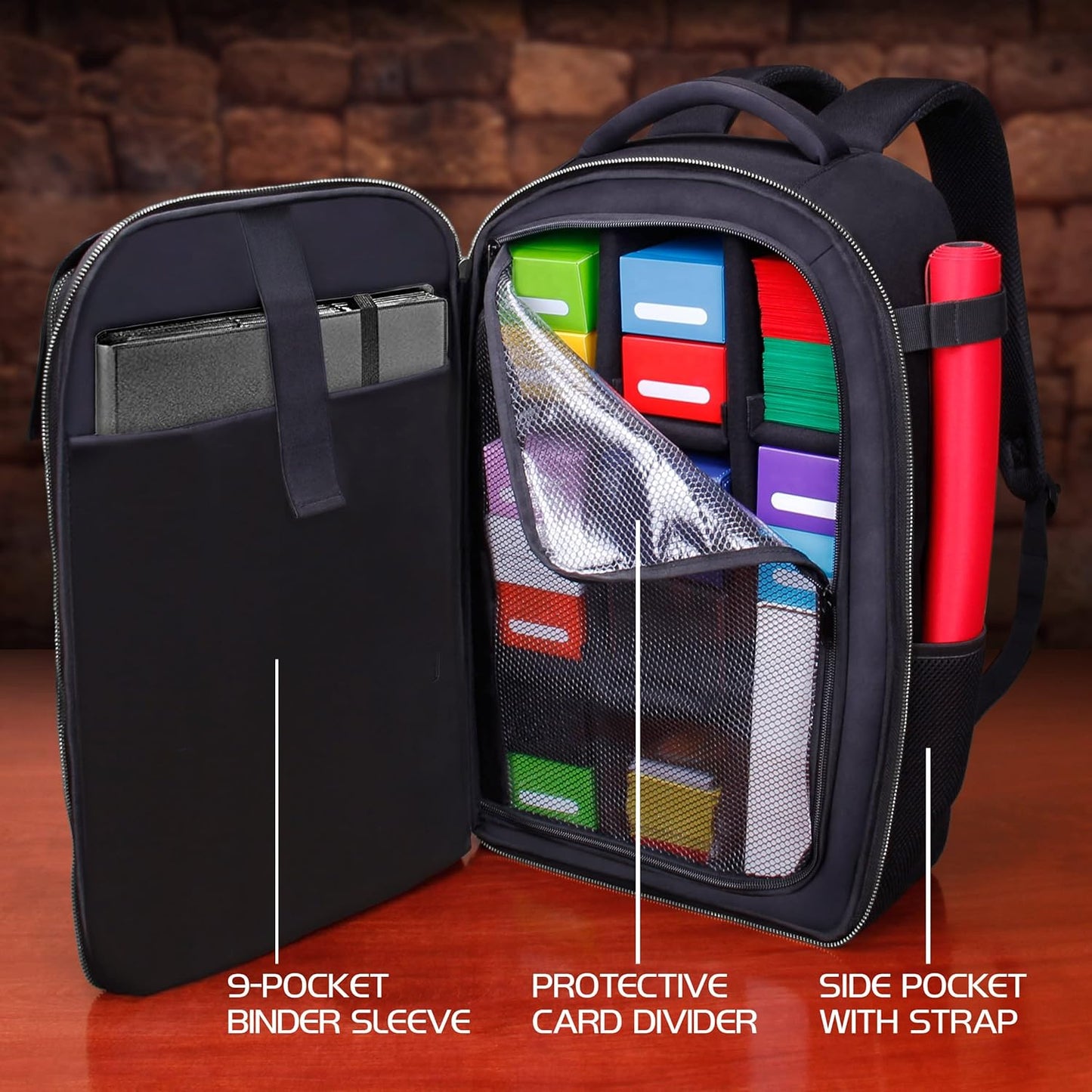 ENHANCE MTG Backpack TCG Card Storage - TCG Backpack for Deck Boxes, Sleeved Cards, Playmats, MTG Accessories