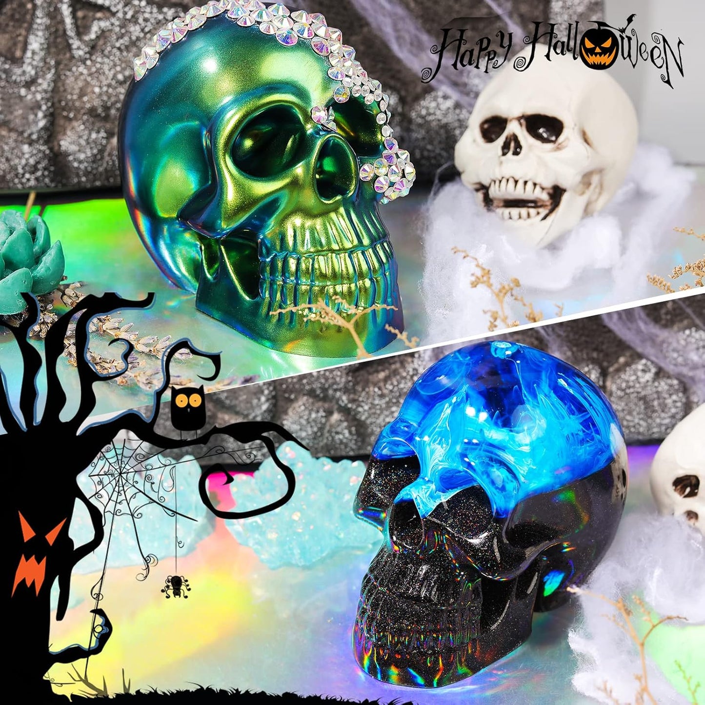 LET'S RESIN Silicone 3D Large Skull Shape Molds, Skeleton Skull Epoxy Resin Mold for Candle Making, Home Decor, Outdoor, Resin Casting Art Crafts