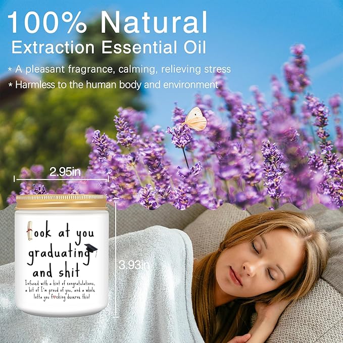 Graduation Gifts, 2026 Funny Graduation Gifts for Her Him, Best Grad High School College Congratulations Masters PhD Degree Nurse - Lavender Scented Candles