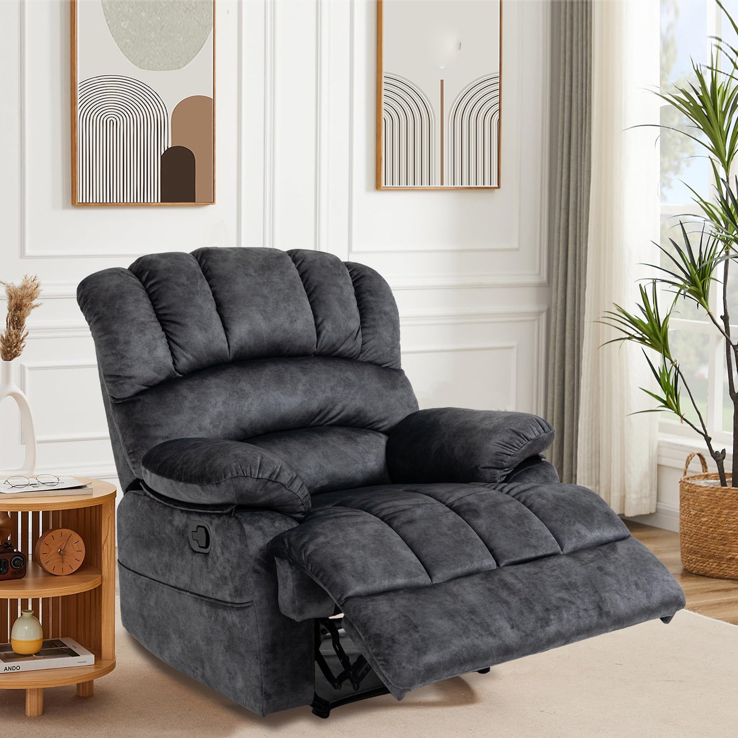 ZJTFNOU Oversized Recliner Chairs for Adults，Manual Adjustable Recliner Chair with Overstuffed Backrest with Lumbar Support, Reclining Chair Single Seat Sofa for Living Room, Bedroom