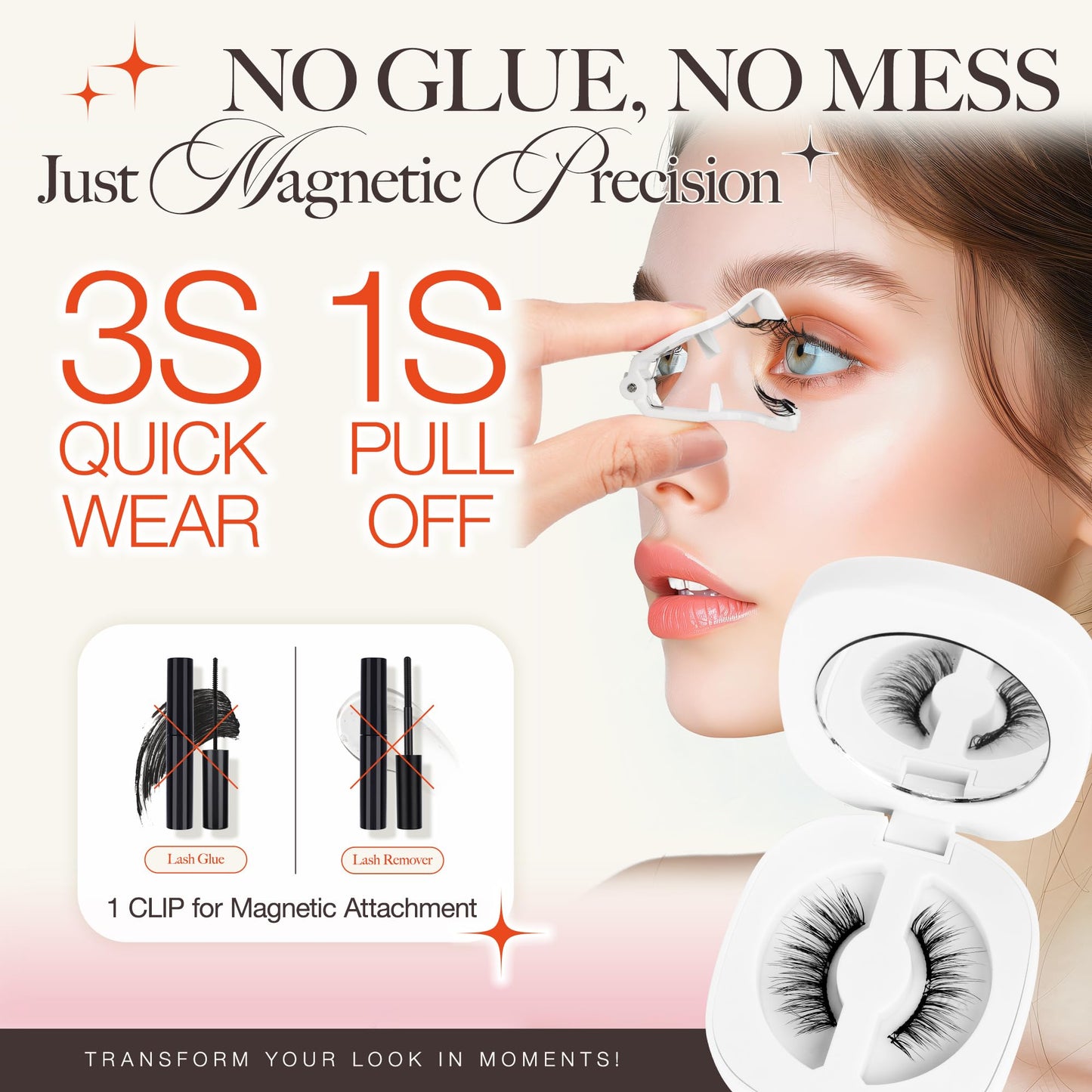 LASHVIEW Magnetic Eyelashes with Applicator,Reusable Soft Magnetic Eyelashes Natural Look, No Glue Needed RCM01-N