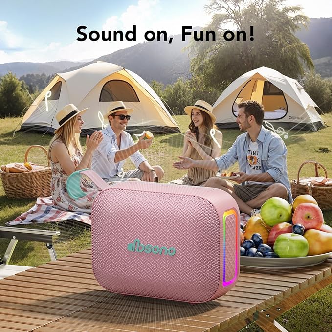 Portable Bluetooth Speaker Waterproof Wireless: IPX5 HD Sound Up to 24H Playtime, Birthday White Elephant Stocking Stuffers for Adults Teens Women Men, Cool Electronics for Outdoor Travel-Pink