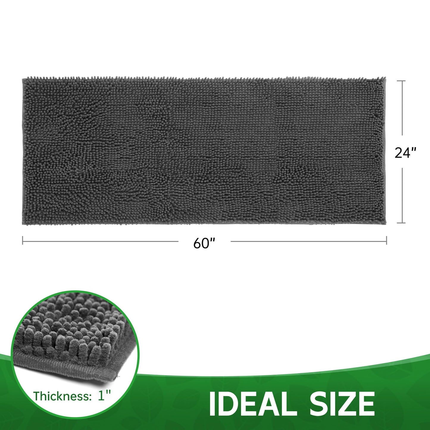 Dog Door Mat Indoor Entrance, 60" x 24" Absorbent & Quick-Drying Mud Rugs, Non-Slip Door Rugs for Entryway Indoor Washable, Soft Chenille Dog Mat for Muddy Paws
