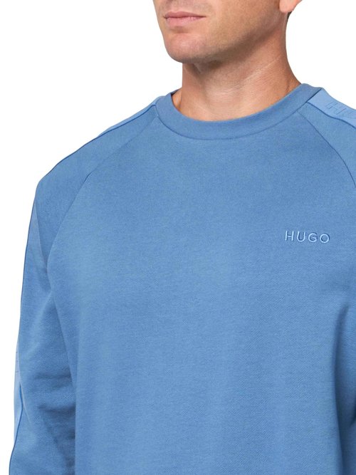 HUGO Stretch Cotton Logo Tape Sweatshirt, acai blue, L