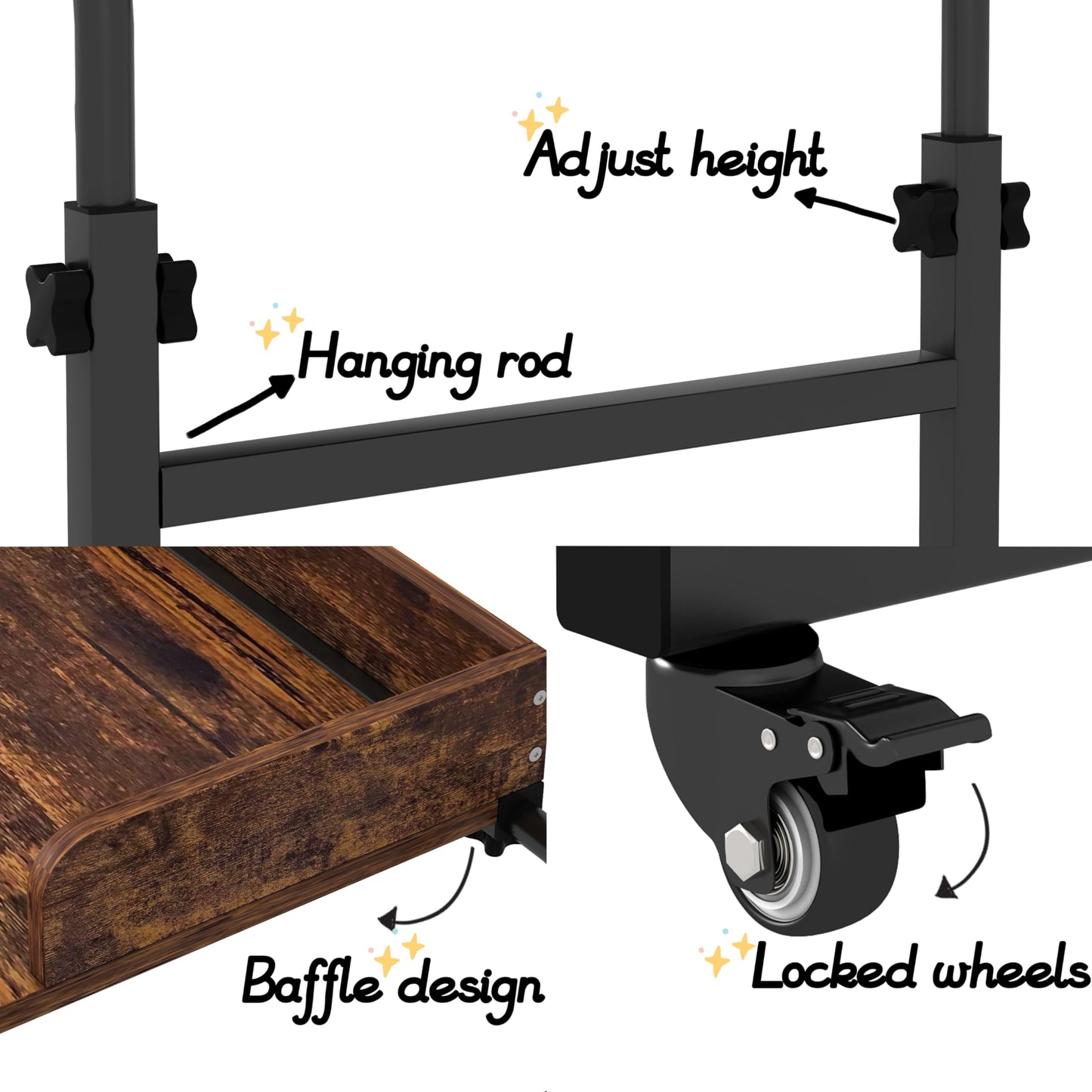 Furist Overbed Table with 360° Wheels, Queen Size Mobile Bed Desk, Recliner Table Over Bed Table Adjustable Height and Length Overbed Table with Heavy Duty Metal Leg for Hospital and Home use