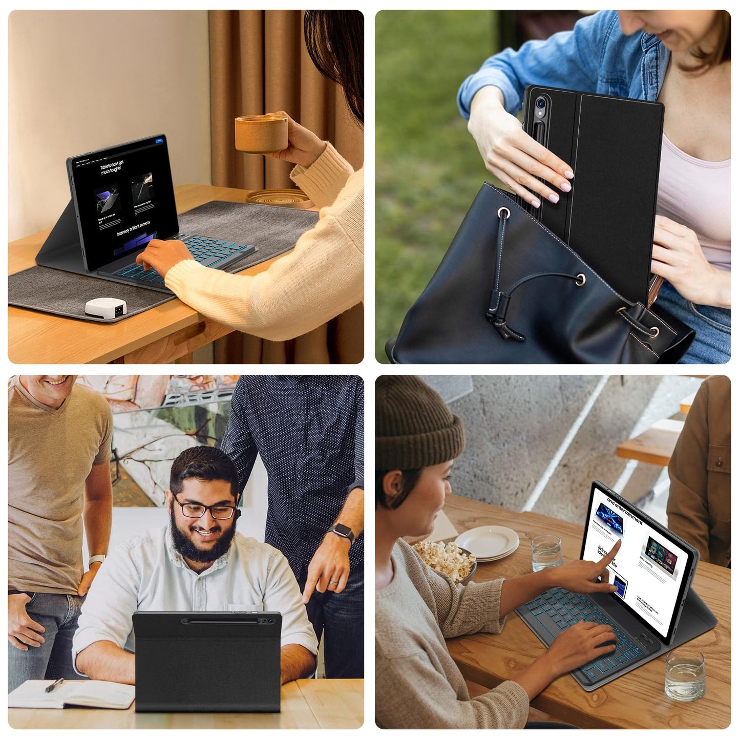 Juqitech Backlit Keyboard Case For Samsung Galaxy Tab S10 Lite S10 Fe S9 Fe 10.9 Inch S9 11 Inch, Detachable Slim Soft Tablet Mu