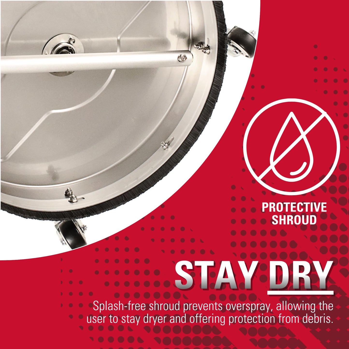 Simpson Cleaning Universal 16.5" Pressure Washer Surface Cleaner, Stainless Steel, for Gas and Electric, Cold Water, 1/4" Quick Connection, Max of 4000 PSI, 80625