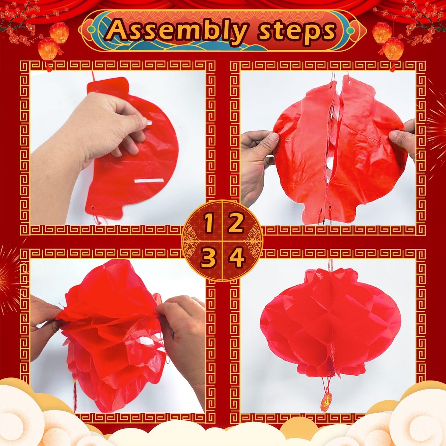 23Pcs Chinese New Year Decorations 2026 with 2 3D Chinese Dragon Decoration and 1 Red Ball and 20 Red Plastic Lanterns for Spring Festival Party Lunar New Year Decorations 2026