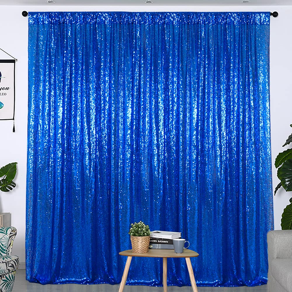 Partisout Sequin Backdrop Curtain Royal Blue 4x7ft Party Backdrops Sparkle Glitter Curtains Wedding Photo Shimmer Background