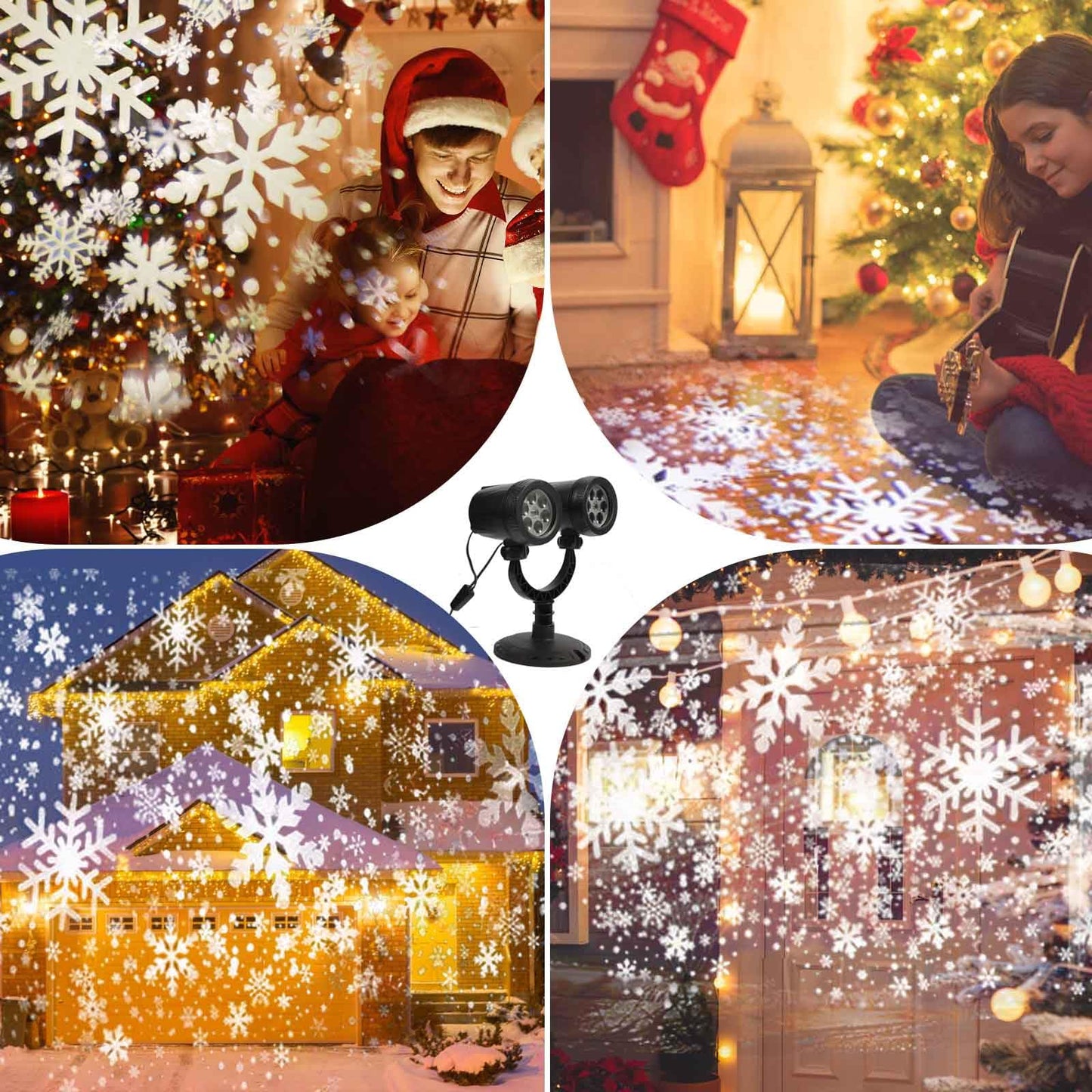 ‎LILNIAGY Christmas Double Head Snowflake Projection Lights, Outdoor LED Christmas Lights IP65 Waterproof, Rotating Snow Lamp Brighter LED Landscape for Xmas Holiday Party Decoration