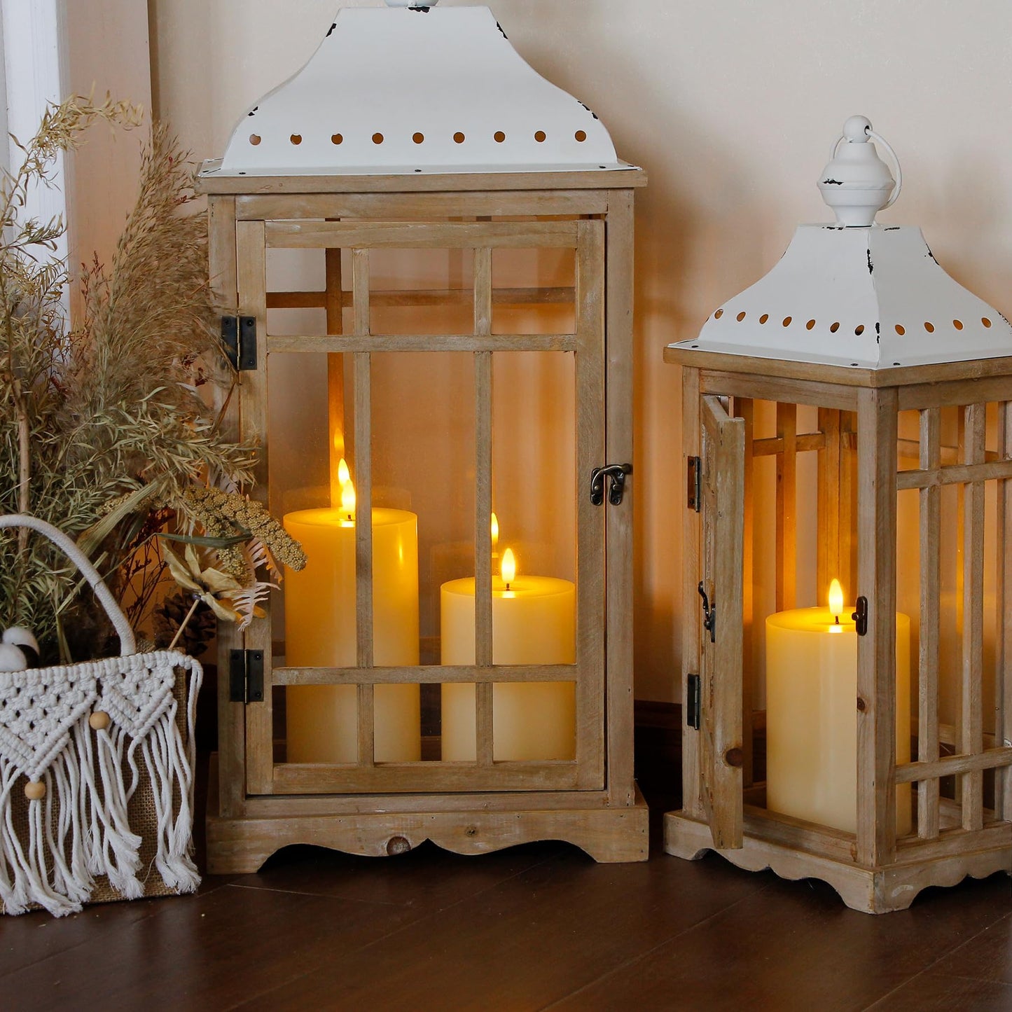 Zevanor Flameless Flickering 4" x6" Real Wax Ivory Remote Candles with Candle Grease, Pack of 2 Timer LED Battery Operated Fake Warm Light Pillar Candles for Home, Banquet, Ceremony Decoration