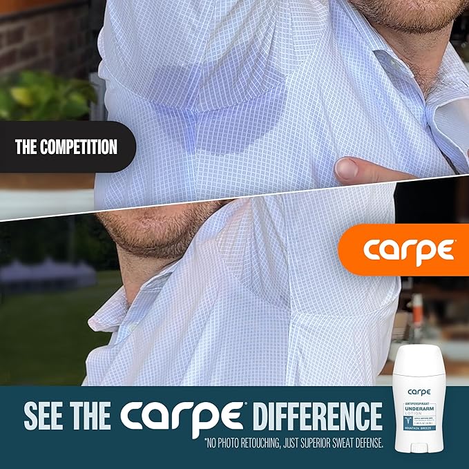 Carpe Underarm Antiperspirant and Deodorant, Clinical strength with Mountain Breeze scent, Combat excessive sweating Stay fresh and dry, Great for hyperhidrosis (Pack of 3)