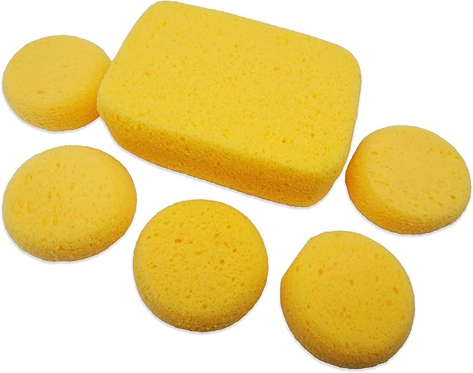 Premium Synthetic Art Crafts Sponges - 6pc Value Pack for Painting, Artists, Pottery, Face Paint, Crafts & Hobbies by Lullingworth®