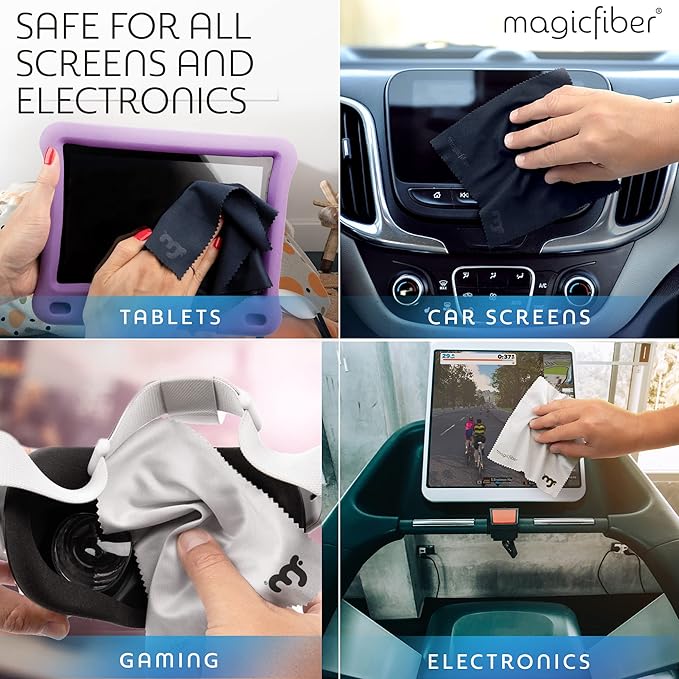 MagicFiber 10 PK Glasses Kit - 2 Eyeglass Cleaner Sprays + 8 Microfiber Cleaning Cloths - Premium Eye Glass Cleaners Spray and Glasses Wipes - Lint-Free Lens Microfiber Cleaning Cloth
