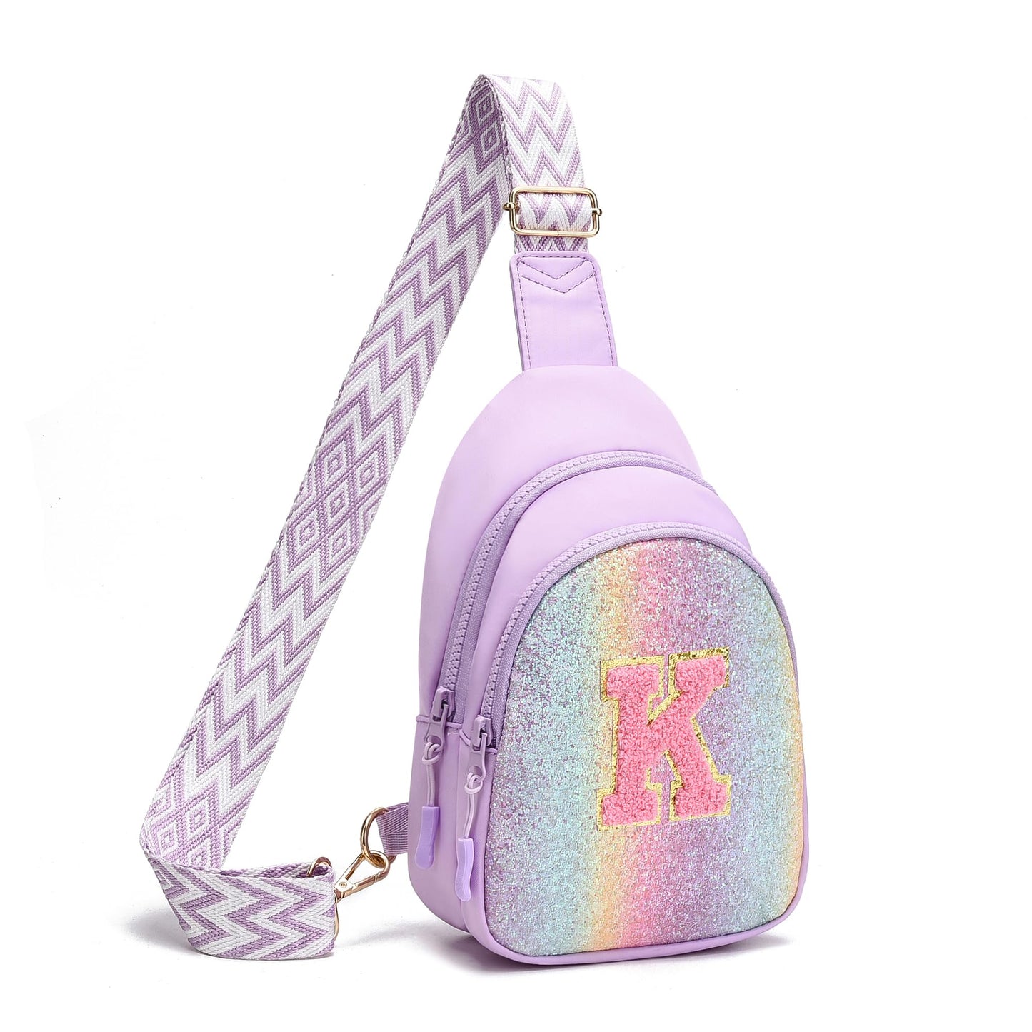 I IHAYNER Small Initial Sling Bag for Girls Fashion Waist Pack for Women Cute Crossbody Fanny Pack Personalized Girl Gifts (Purple-K）