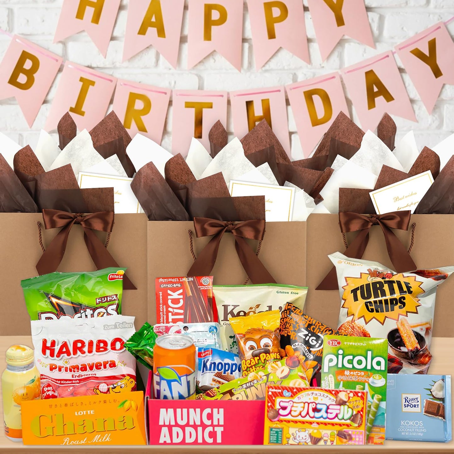 Brown Gift Bags with Handles and Ribbons - 10Pcs Gift Bag with 10 Tissue Paper 10 Greeting Cards, Welcome Gifts Thank You Bags for Birthday, Wedding, Mothers Day, Baby Shower, Bridal Shower, Party (12.6''x9.8''x4'')