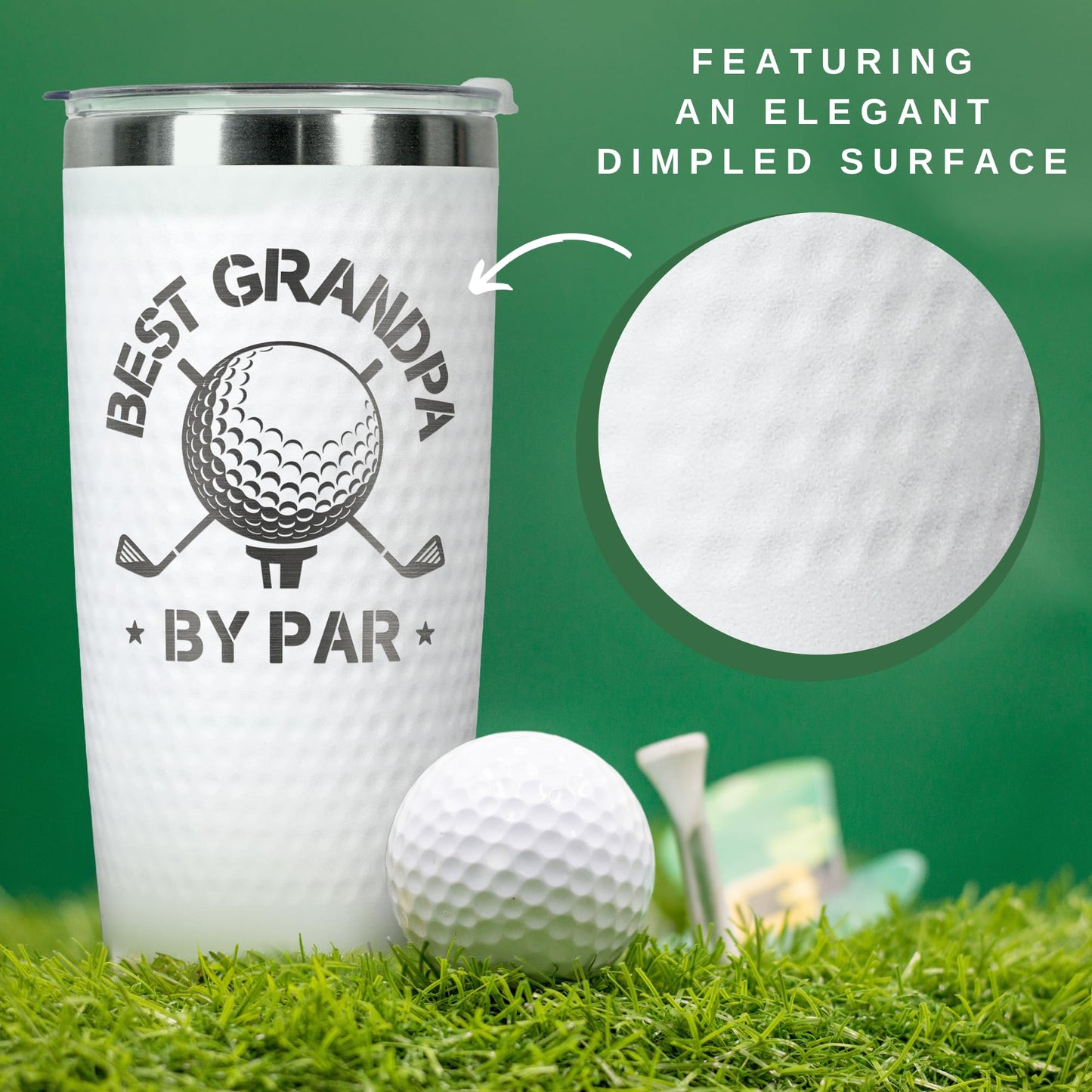 HUNIGIFT Grandpa Gifts - Fathers Day Gift for Grandpa by Par - Fathers Day Golf Gifts for Grandfather Golfer Men from Grandkids, Granddaughter, Grandson - 20 Oz Stainless Steel Tumbler