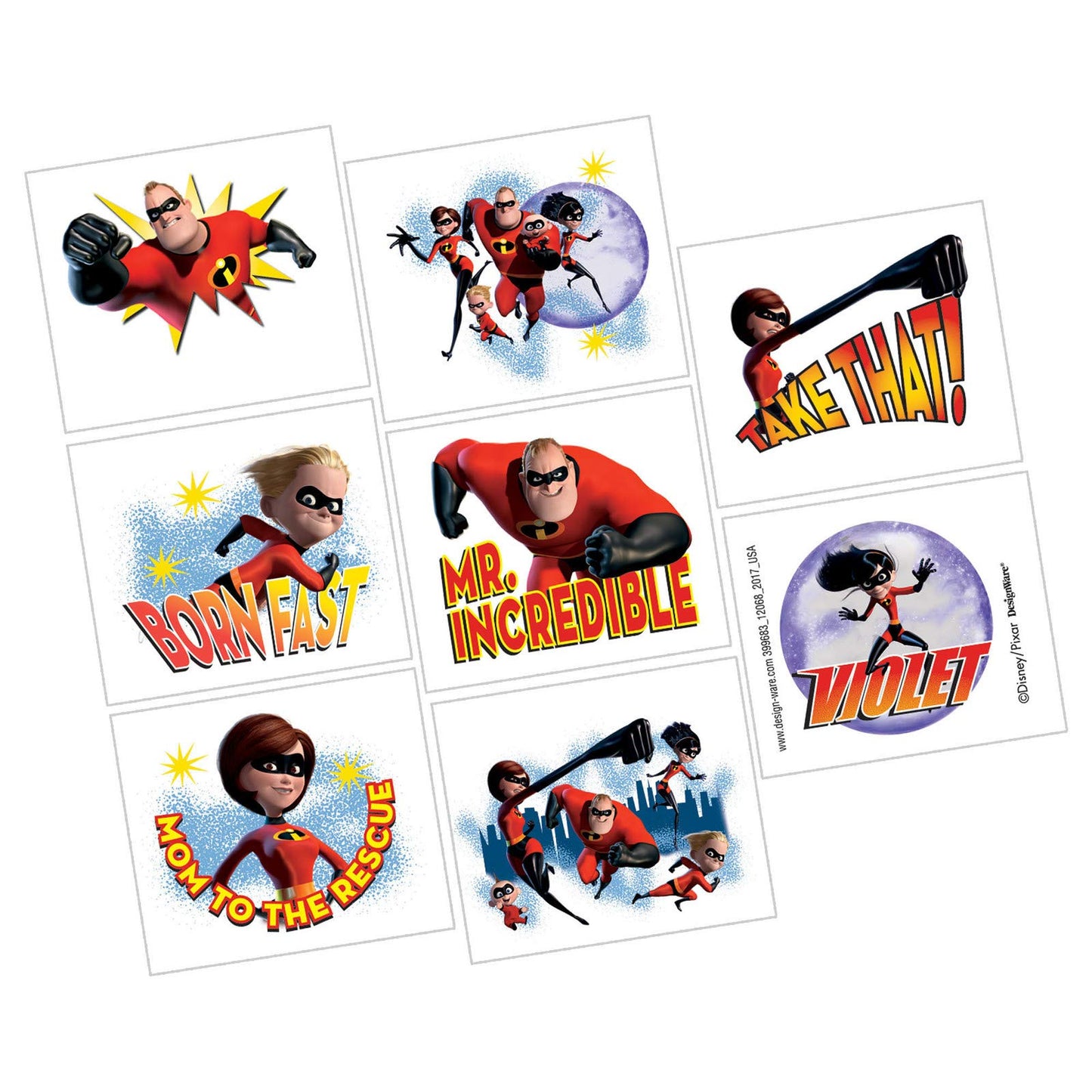 amscan 399683 Disney/Pixar Incredibles 2 Temporary Tattoos, Multicolor