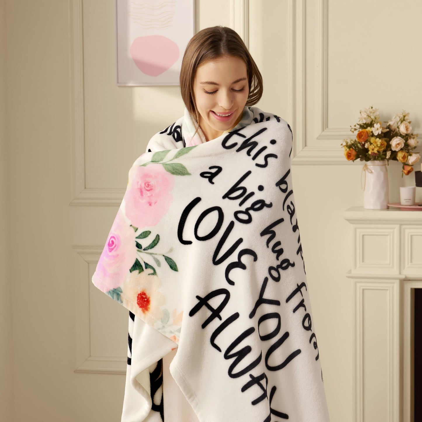 Joiedomi Birthday Gifts for Mom Soft Flannel Mom Blanket for Women Wife Grandma Mothers Day Anniversary Present from Daughter Son 50" x 60" Pink