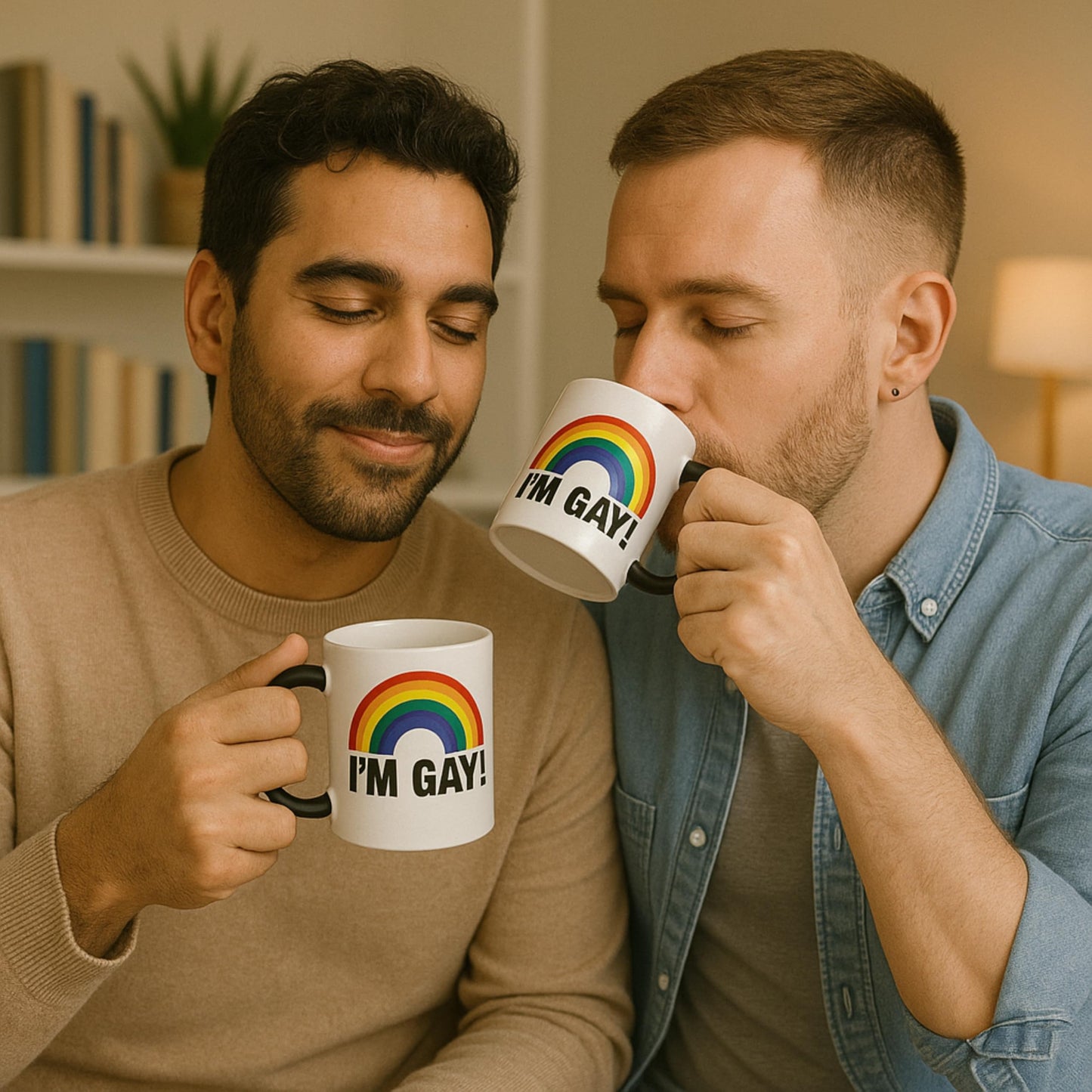 Turtle Straws I'm Gay Rainbow Heat Change Mug - Funny Rude Mug - Message Appears as it Heats - Perfect Novelty Gag Gift, best funny gifts and pride accessories