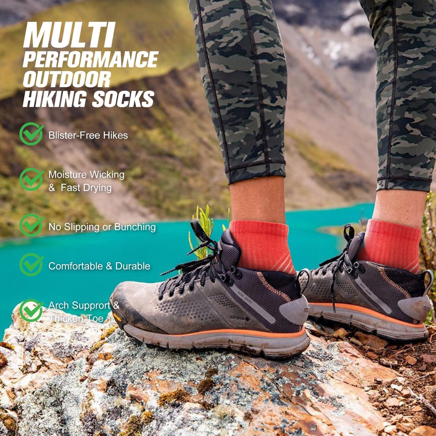 innotree Merino Wool Hiking Socks for Women Quarter Ankle Crew Thermal Cushion Moisture Wicking Socks,5 Pairs,Small