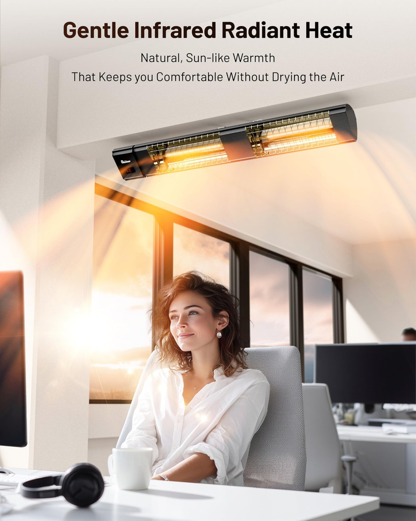 DR. INFRARED HEATER DR-239 3000W Indoor & Outdoor Infrared Patio Heater, Wall or Ceiling Mount, IP55 Weatherproof, Commercial or Residential, 220V-240V Electric Heater with Remote & Mounting Kit