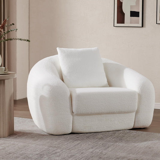 SICOTAS Sofa Couch Bed for Living Room Futon Cloud Boneless Sleeper Chair Pull Out Convertible Floor Couch in a Box with Deep Seet Single Sofa Foam Lounger No Assembly for Bedroom Apartment, White