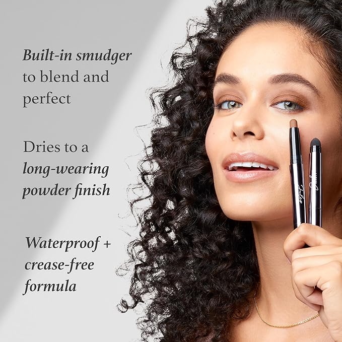Julep Eyeshadow 101 Crème-to-Powder Waterproof Eyeshadow Stick Duo – Long-Lasting, Crease-Proof, Easy Apply with Built-in Smudger - Bronze Shimmer and Warm Gold Shimmer