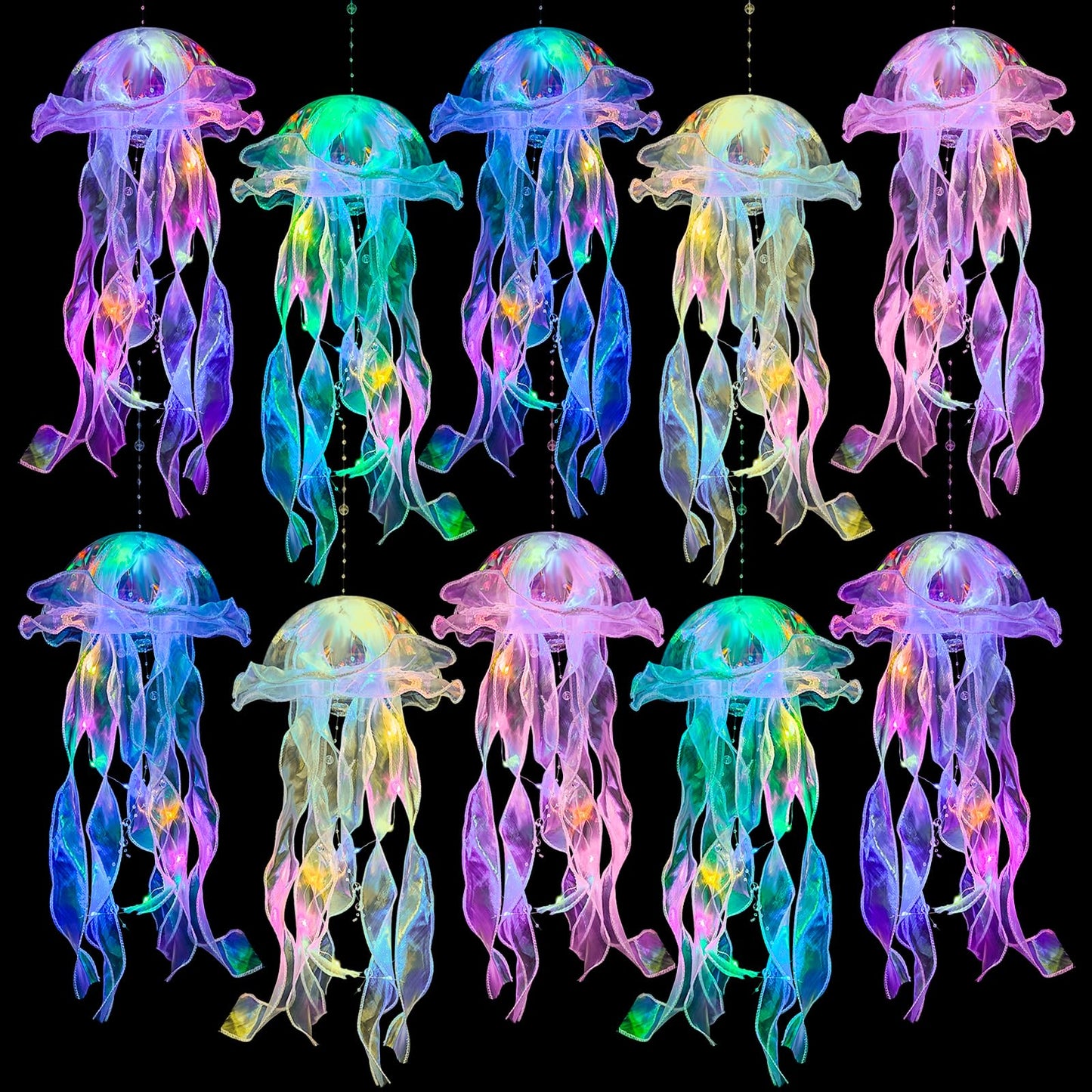 Jellyfish Decorations -10 Pcs Jellyfish Lanterns, Hanging Jelly Fish Decorations, for Mermaid Theme Party Under The Sea Party Decorations & Ocean Themed Party Decorations Supplies Birthday Gifts