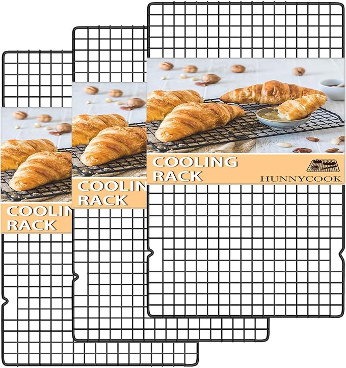 Hunnycook 15.8”×9.8” Cooling Rack, 3P Stainless Steel Baking Rack, Oven Safe Cooling Racks for Cooking and Baking, Black R...